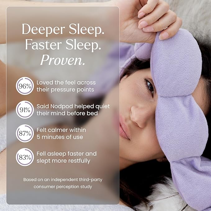 Nodpod Weighted Blanket & Sleep Mask Bundle – Ultra-Soft Body Blanket with Glass Beads + Light-Blocking Eye Mask – Relaxation, Comfort, Travel & Better Sleep - Wisteria