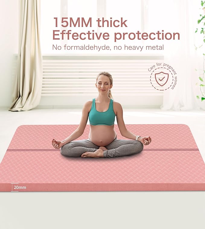 nuveti Large Exercise Mat - 15mm/20mm/30mm Thick Yoga Mat | Workout Mat for Fitness, Yoga, Pilates, Stretching & Floor Exercises for Women & Men with Free Carrying Bag