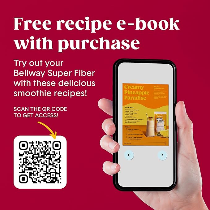 Bellway Super Fiber Powder + Fruit, Sugar Free Organic Psyllium Husk Powder Fiber Supplement for Regularity, Bloating Relief & Digestive Health, Plant-Based, Raspberry Lemon (50 Servings)