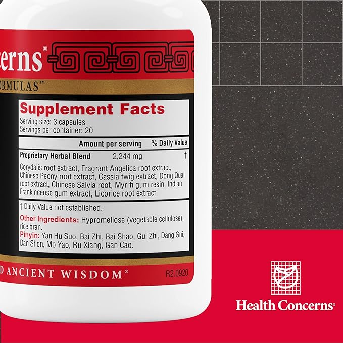 Health Concerns Channel Flow – Muscle Relaxation & Pain Support Supplement for Men & Women – Corydalis Root Extract – Chinese Herbal Formula for Headaches, Joint & Menstrual Discomfort – 60 Capsules