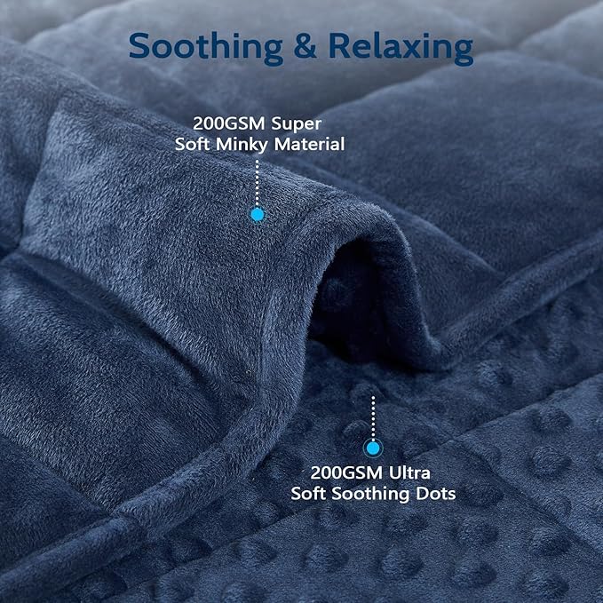 L'AGRATY Weighted Blanket for Adult - 60"x80" 20lbs Minky Dots Heavy Blanket with Glass Beads Soft Breathable for All-Season Summer Fall Winter Thick Comfort for Sleeping