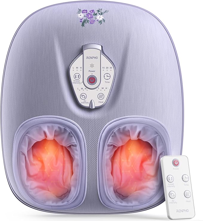 RENPHO Foot Massager Machine with Heat [2025 Upgraded], Shiatsu Foot Massager for Plantar Fasciitis, Birthday Gifts for Women, Wireless Control, Best Gifts for Women/Mom/Wife, PU