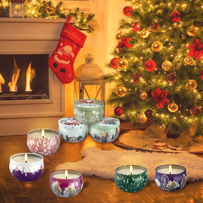 24 Pack Christmas Scented Candles Gift Set for Woman, Jar Candle, 2.5 oz Soy Wax Tin Candle-Ideal Gift for Travel Home Décor