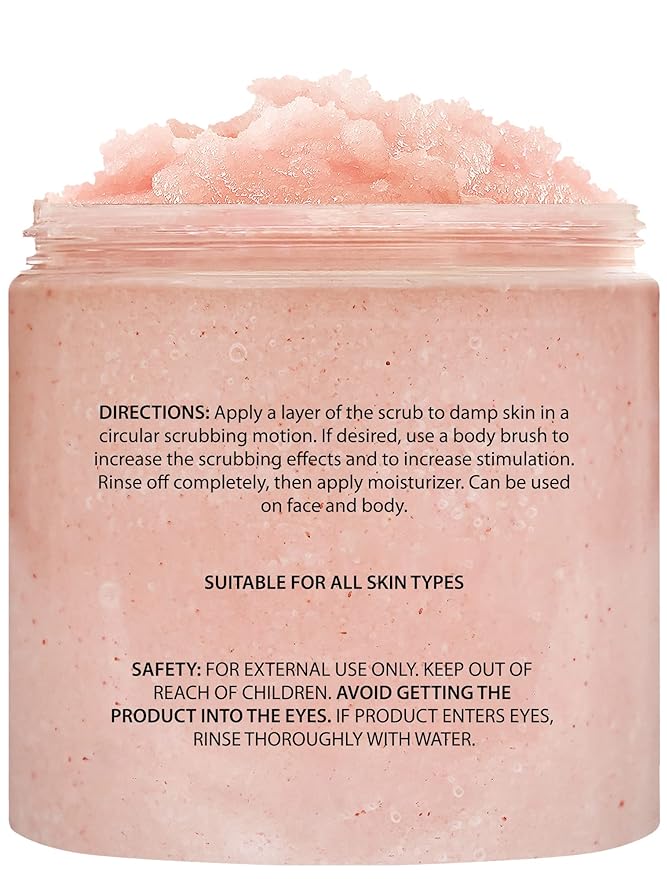 Brooklyn Botany Himalayan Salt Body Scrub - Moisturizing and Exfoliating Body, Face, Hand, Foot Scrub - Fights Stretch Marks, Fine Lines, Wrinkles - Great Gifts for Women & Men - 10 oz
