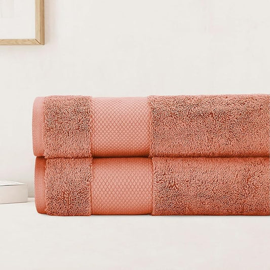 BIOWEAVES 100% Organic Cotton 700 GSM Luxury Bath Towels for Bathroom 30" x 58" GOTS Certified - Burnt Orange, Pack of 2