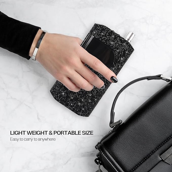 Lavinda Professional Electric Nail Drill Kit, 35000RPM Cordless Portable Machine for Acrylic Gel Nails, Rechargeable E File With Black Rhinestones, Manicure Tools (Black)