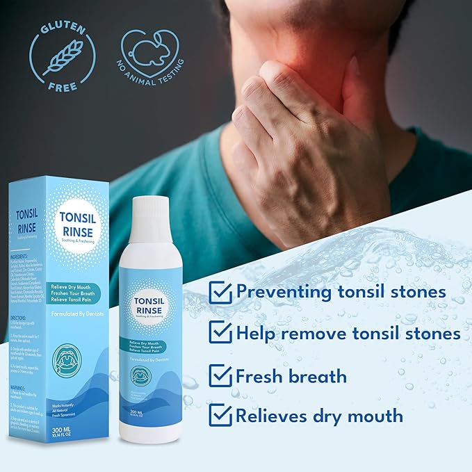 Tonsil Stone Mouth Wash - Tonsil Stone Oral Mouthwash & Tonsil Rinse for Tonsil Stones Natural Ingredients Oral Rinse Liquid, Tonsil Stone Liquid Remover, 300ml