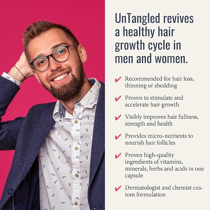 Foundation Skincare UnTangled Hair Vitamins (60-day supply) - Collagen & Biotin Supplement for Women & Men, Visibly Thicker, Faster Hair Growth