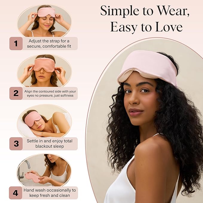 Kitsch Contour Pillow Eye Mask – Softer Than Silk Eye Mask for Sleeping, Blindfold Sleep Masks for Women & Men, No Eye Pressure, Lightweight, Eye Care, Travel Essentials - Blush