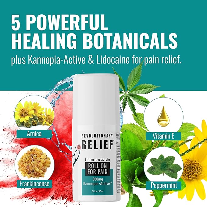 Instant Pain Relief Roll-On with 4% Lidocaine・230400mg Hemp Extract (=300mg KannopiaActive)・Post Surgery & Injury Support・Arnica・Doctor Recommended for Nerve・Joint・Sciatic Health・Free Sample* (2Pack)