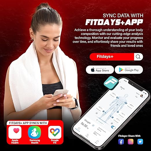 Smart Digital Bathroom Body Scale | Large Display Accurate Result | 22 Metrics Including Cardiac Index, Heart Rate, Body Fat, Lean Body Mass | Tempered Glass, App Support Bluetooth