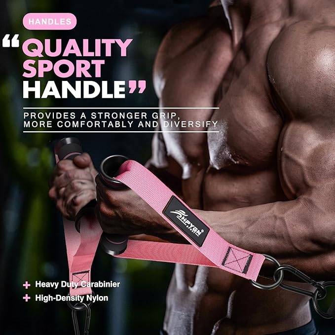 HPYGN Exercise Handle, Replacement Fitness Equipment for Pilates, Yoga, Strength Trainer, Pull Down Home Gym Red, Grey, Blue Working Out Handle