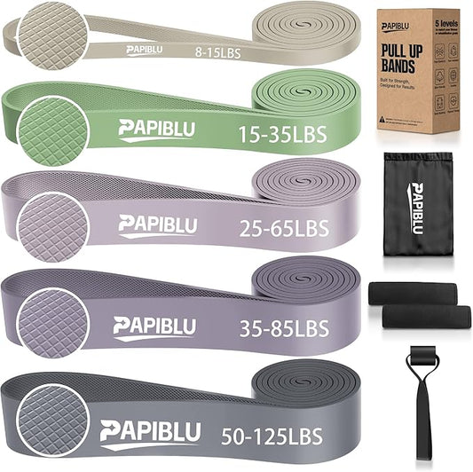 Pull Up Bands, Resistance Bands Set for Pull-Up Assistance, Exercise Bands with Door Anchor & Grip Pads for Men & Women Working Out, Physical Therapy, Muscle Training
