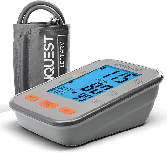 Konquest Automatic Upper Arm Blood Pressure Monitor - Extra Large Cuff 12 ½ ” to 19 ” (32 to 48.5 cm) - Large Backlit Display - Irregular Heartbeat Detector - Blood Pressure Monitor for Home Use