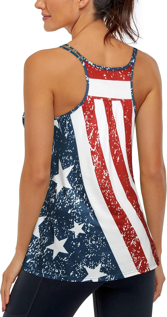 Hibelle Women's Workout Yoga Racerback Tank Tops with Built in Shelf Bra