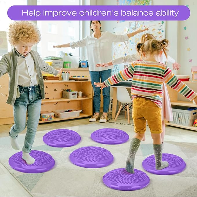Amylove 6 Pcs Wiggle Seat Inflated Wobble Cushion for Sensory Kid 13 Inch Balance Disc Kids Flexible Seating Exercise Sensory Pad Chair Cushion for Classroom Office School