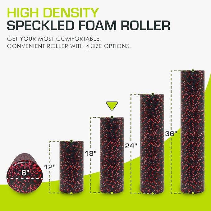 ProsourceFit High Density Foam Rollers 12 - inches Long, Firm Full Body Athletic Massage Tool for Back Stretching, Yoga, Pilates, Post Workout Muscle Recuperation