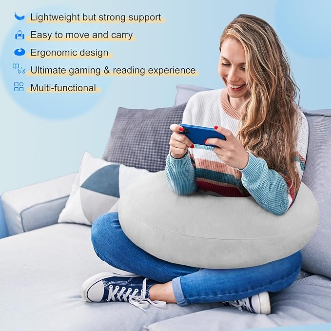 Gaming Pillow Arm Support Pillow for Bed & Sofa: Ergonomic U-Shaped Lap Pillow with Elbow Rest for Adults & Kids - Reduces Arm Pain & Fatigue During Gaming, Reading, Working & Crocheting