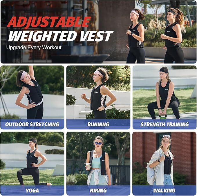 ZELUS Adjustable Soft Iron Weighted Vest for Women Men 10/15LB, Removable Weights Strength Training Vest for Fitness, CrossFit, Workout & Weight Loss (Black, M/L)