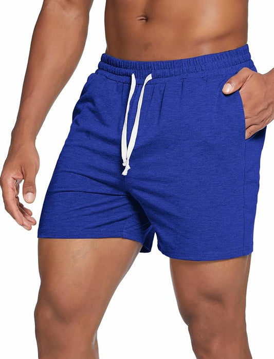 Deyeek 5.5 Inch Mens Pajama Shorts Sleep Cotton Lounge PJ Lightweight Elastic Waist Drawstring Nightwear Bottom with Pockets