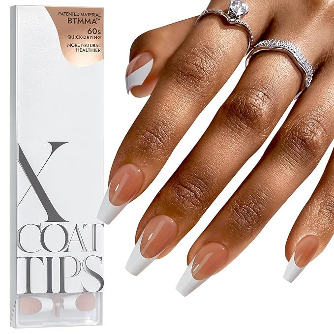 BTArtboxnails French Gel Nail Tips - French Tip Press on Nails Brown Medium Coffin XCOATTIPS for Nail Extensions