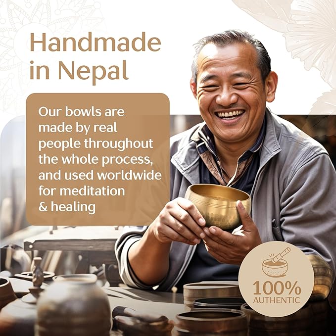 Tibetan Singing Bowl Set – Authentic Plain Design – Sound Bowl & Meditation Bowl with Cushion, Mallet & Guide – Chakra Balancing – Sound Bath Instruments – Therapeutic Sound Devices