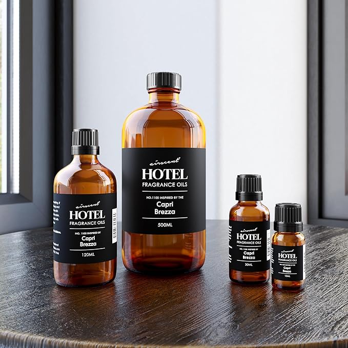 AirScent Capri Brezza Diffuser Oil No. 1100 - Volcano-Inspired Premium Fragrance Oil for Ultrasonic and Waterless Diffusers and Crafting - 120 mL, 4 fl oz Glass Bottle with Dropper