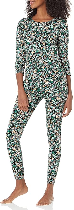 Amazon Essentials Womens Snug-Fit Cotton Sleepwear Pajama Set (Available in Plus Size)
