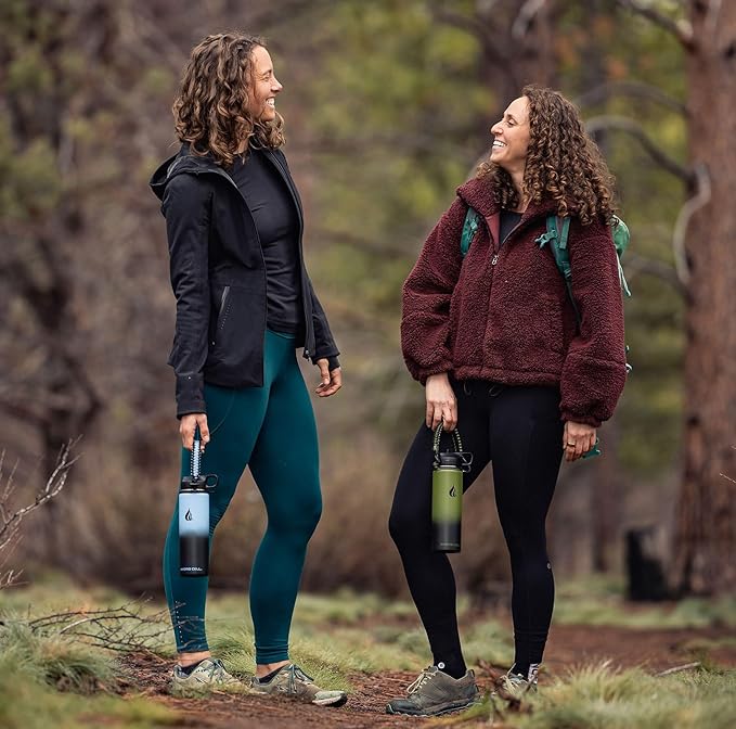 HYDRO CELL Stainless Steel Insulated Water Bottle with Straw - For Cold & Hot Drinks - Metal Vacuum Flask with Screw Cap and Modern Leakproof Sport Thermos for Adults (Army/Black 18oz)