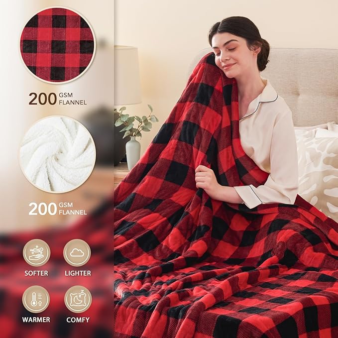HomeMate Electric Blanket Heated Full Size - 72“x84“ Ultra Soft Cozy Flannel Heating Blanket with 10 Fast Heat Levels 8 Hours Auto Off Over-Heated Protection ETL Certification Keep Warm in Home Office