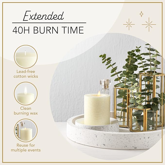 Melt Candle Pillar Candles, 3 Pack - Unscented Candles for Home, Church, Weddings, & More - 3" x 4", Ivory