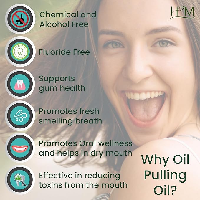 Oil Pulling with Cardamom & Holy Basil Essential Oils for Oral Health, Healthy Teeth & Gums, Alcohol Free Mouthwash, Teeth Whitening, for Dry Mouth, Bad Breath & Freshens Mouth