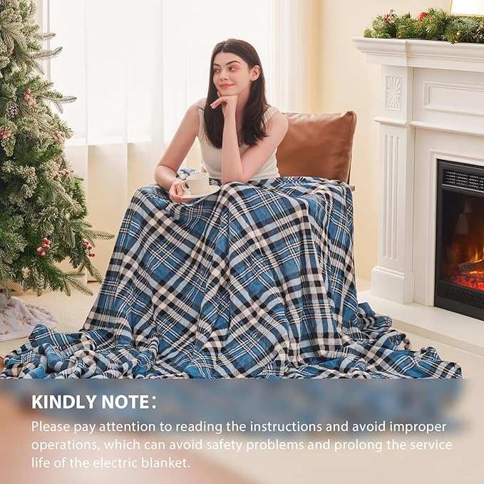 HomeMate Electric Blanket Heated Full Size - 72“x84“ Ultra Soft Cozy Flannel Heating Blanket with 10 Fast Heat Levels 8 Hours Auto Off Over-Heated Protection ETL Certification Keep Warm in Home Office