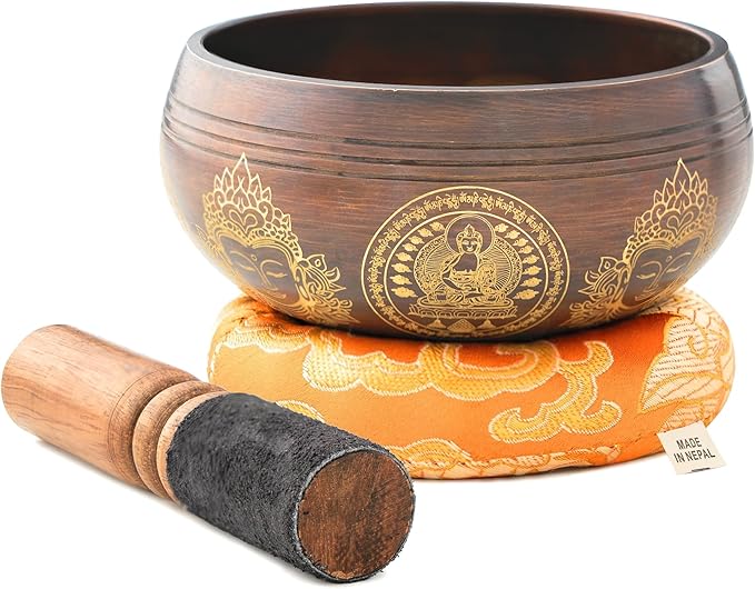 Wonders Ladies Tibetan Singing Bowl Set – Handcrafted in Nepal – Meditation Sound Bowl for Healing, Stress Relief, Chakra Balancing – Ideal Gift for Yoga Lovers, Women & Men(Buddha)