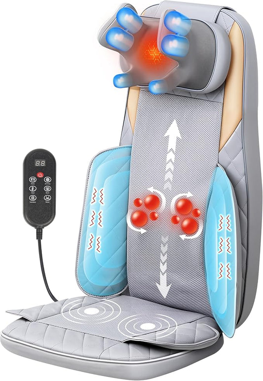 Shiatsu Neck and Back Massager with Heat,4D Kneading Back Massager for Pain Relief Deep Tissue,Comfortable Back Massage for Chair,Adjustable Neck Massage,Christmas Gifts for Women Men Parents