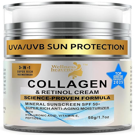 Face Moisturizer with SPF | Sunscreen for Face | Collagen, Retinol, Hyaluronic Acid Cream | Age-Defying, Lift & Firm Cream | Crema Hidratante para la Cara | Anti-Aging Moisturizer | Sunscreen | 1.7oz