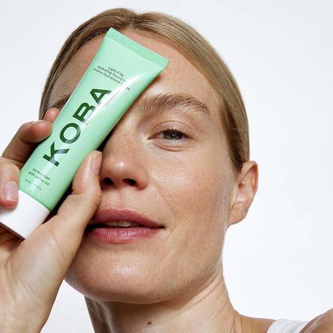 KOBA Light It Up Face Cream - Hydrating Face Cream - For All Skin Types - Floral, Spicy, & Woody Fragrance - Vegan - Natural Ingredients - Safou Oil, Niacinamide, Chaulmoogra & Black Seed Oil