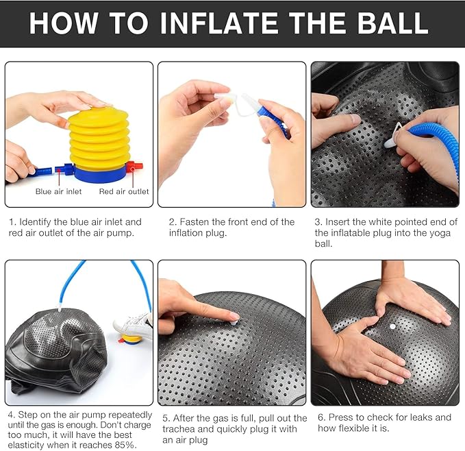 Gruper Yoga Ball, 18-30 Inch Extra Thick Exercise Ball for Workout Fitness Balance, Anti Burst Chair for Home and Office Desk, Includes Hand Pump & Workout Guide Access