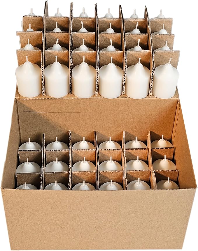 CW Studio Unscented Votive Candles – Long Hours Burn, Smokeless & Dripless – Premium Wax with Cotton Wick – Perfect for Weddings, Events, Home & Romantic Décor (48, White, 1.85x1.4 inches)