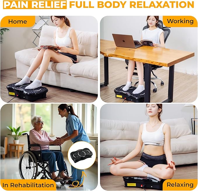 Vibration Plate Exercise Machine for Whole Body Workout, 330 LBs Lymphatic Drainage Machine for Weight Loss, 120 Adjustable Speed Vibration Platform w/Resistance Bands & Bulit-in-USB Speaker