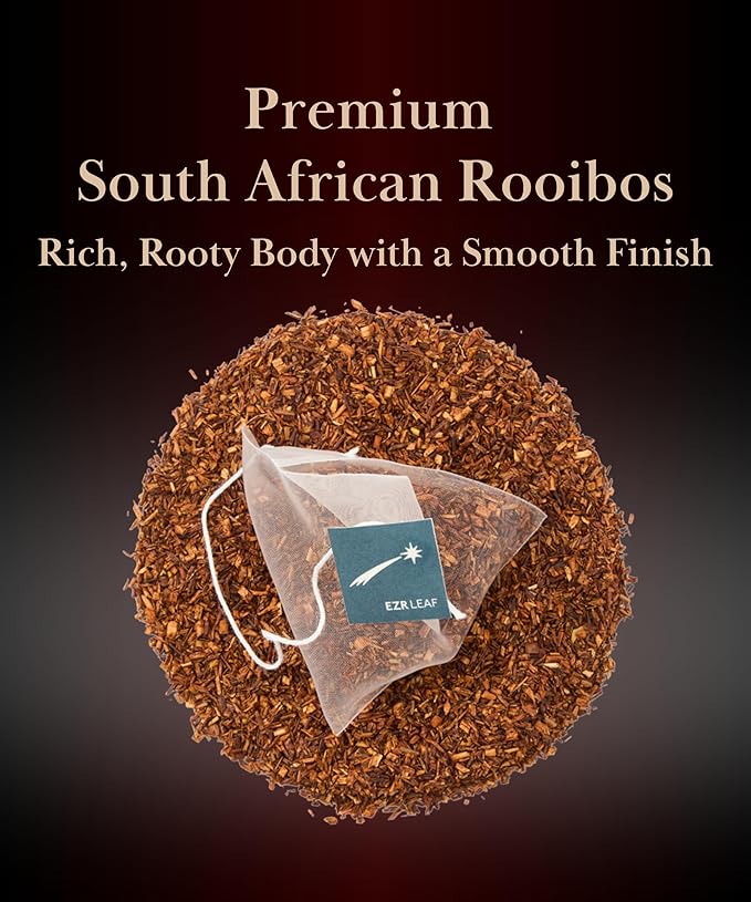 EZR Leaf Apple Cinnamon Rooibos Tea Caffeine Free Decaf Herbal Tea, 20 counts 2.1 Once Pyramid Tea Bags, Naturally Sweet, Relaxing Sleep Blend