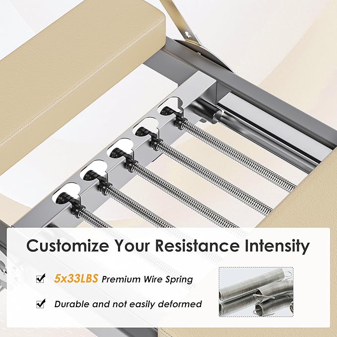 DlandHome Pilates Reformer, Foldable Pilates Reformer Machine with Springs & Resistance, Suitable for Advanced and Beginners Users Adjustable Pilates Equipment for Full-Body Home Workout Up to 330 lbs