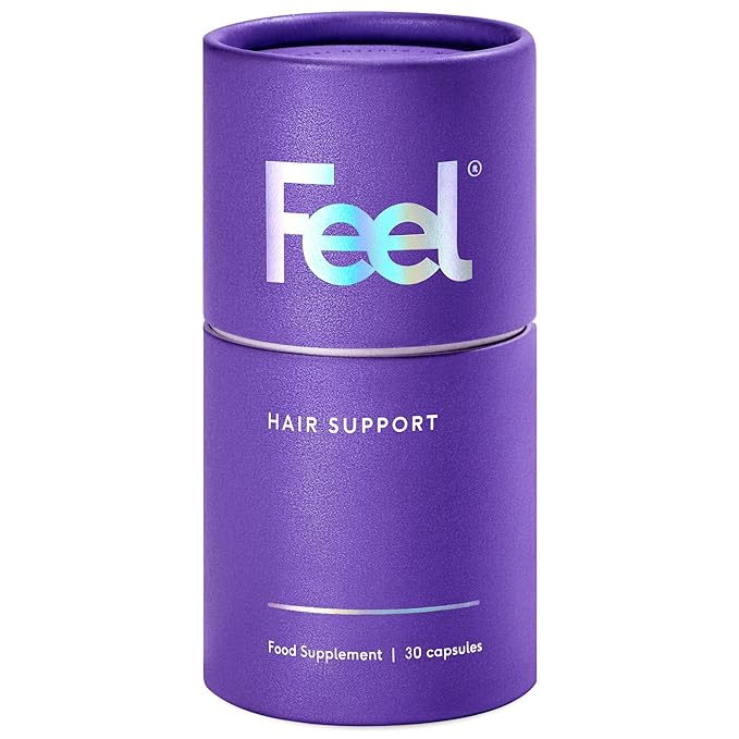 Feel Hair Support, Natural Support for Female Hair loss and Thinning Hair, Vegan, Contains Biotin and Rosemary Oil, 30 Capsules