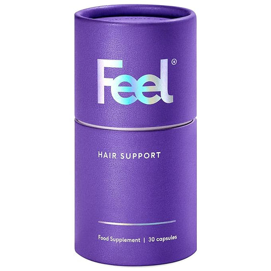 Feel Hair Support, Natural Support for Female Hair loss and Thinning Hair, Vegan, Contains Biotin and Rosemary Oil, 30 Capsules