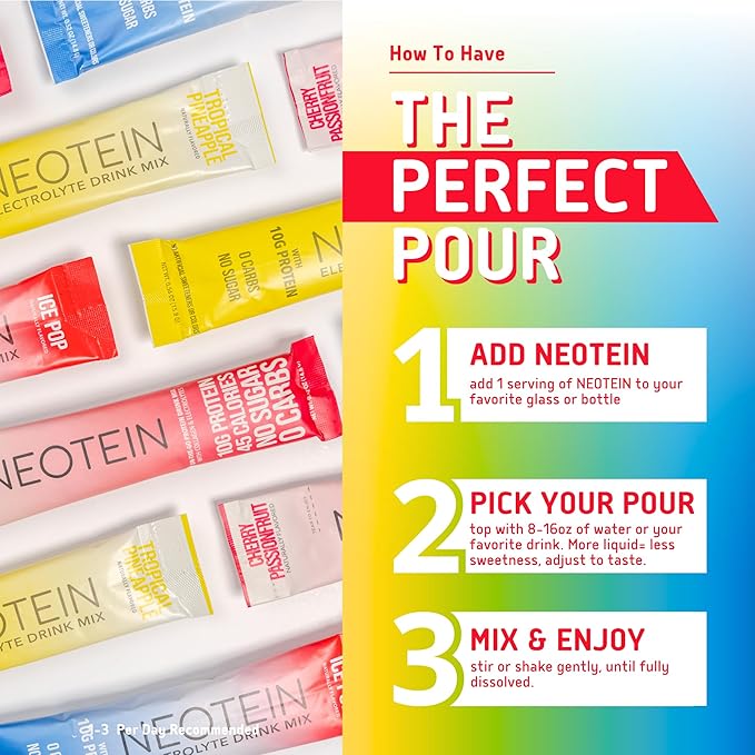 NEOTEIN: Electrolyte Powder Packets, Protein Powder with 10g Protein & Collagen - Hydration Packets - Zero Sugar, NO Fillers, NO Carbs | Variety Pack | 40 Calories | Keto & Paleo | Pack of 24