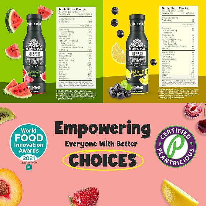 Karviva Organic Juice Cleanse & Skin Glowing Pack – Detox & Collagen Boost, Low-Sugar, High Fiber, Antioxidants & Vitamins – Ancient Remedies For Weight Control & Sugar Detox, 1–3 Day Use (6 BPA-Free Bottles, 12 oz each)