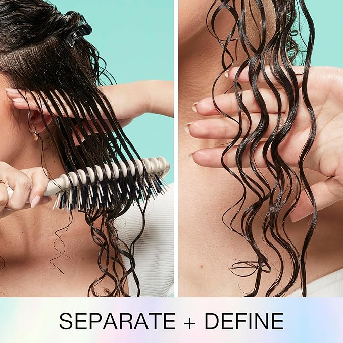 CONAIR Curl Define Pro Hairbrush - curly hair brush products - dual-vented designed to smooth, separate, and define curls - unique tapered handle for sectioning - Ivory
