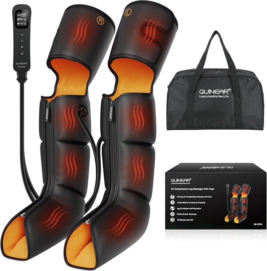 QUINEAR Leg Massager Heat and Compression Therapy, Air Compression Leg Recovery System, Leg Massage Boots for Circulation and Pain Relief - FSA HSA Approved
