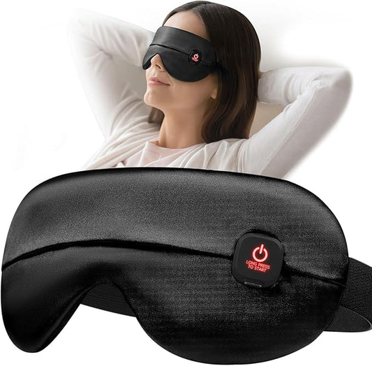 YFONG Cordless Heated Eye Mask for Dry Eyes, Warm Eye Compress for Stye, Blepharitis, Chalazion, MGD, Washable Heating Eye Mask for Sleeping, Travel, Office Nap, Perfect Light Blocking (Black)