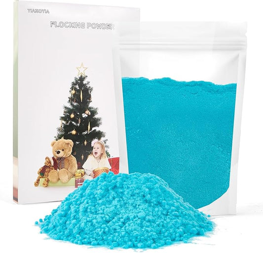 100g Flocking Powder, Velvet Fibers for Christmas Tree Crafts/Taba Squishy/Nails Art/Doll Decorations/DIY Scenery (Light Blue)